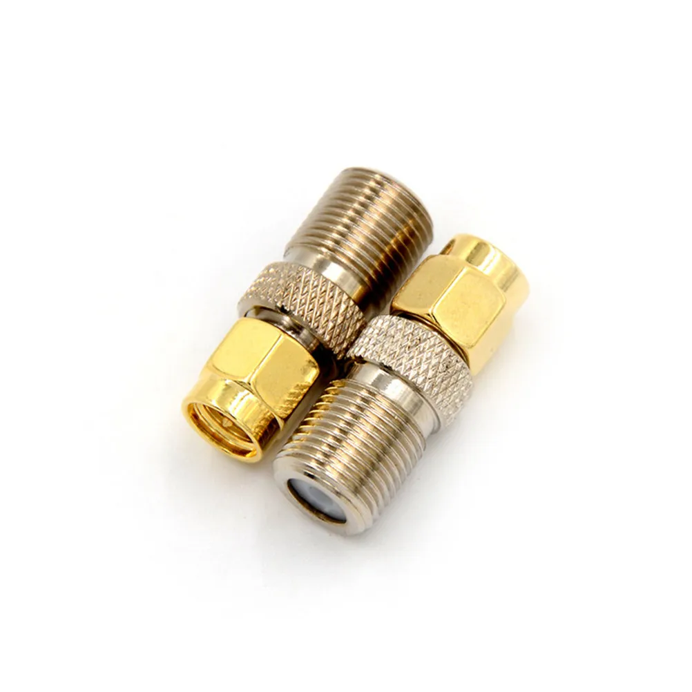 1PC F Type Female Jack to SMA Male Plug Straight RF Coaxial Adapter F connector to SMA Convertor gold Tone High Quality