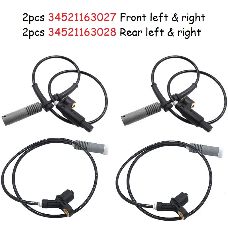 NEW 4pcs 34521163028 34521163027 Front Rear left right  ABS Wheel Speed Sensor kit For BMW E36 323i 323is 328i 325i 325is