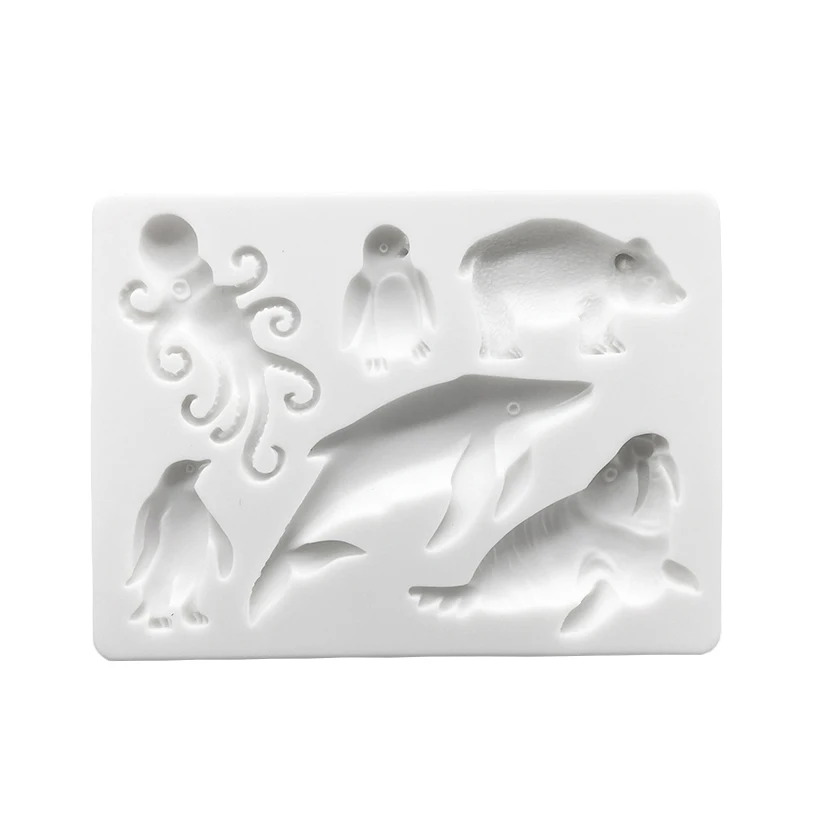 Whale Walrus Octopus Penguin Polar Bear Silicone Sugarcraft Mold Chocolate Cupcake Baking Fondant Cake Decorating Tools