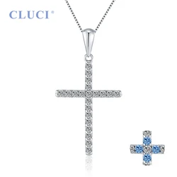 CLUCI 925 Silver Zircon Inlay Cross Pendant Hot Women Accessories Religious Jewelry Gift Charms Only Pendant DP035SB