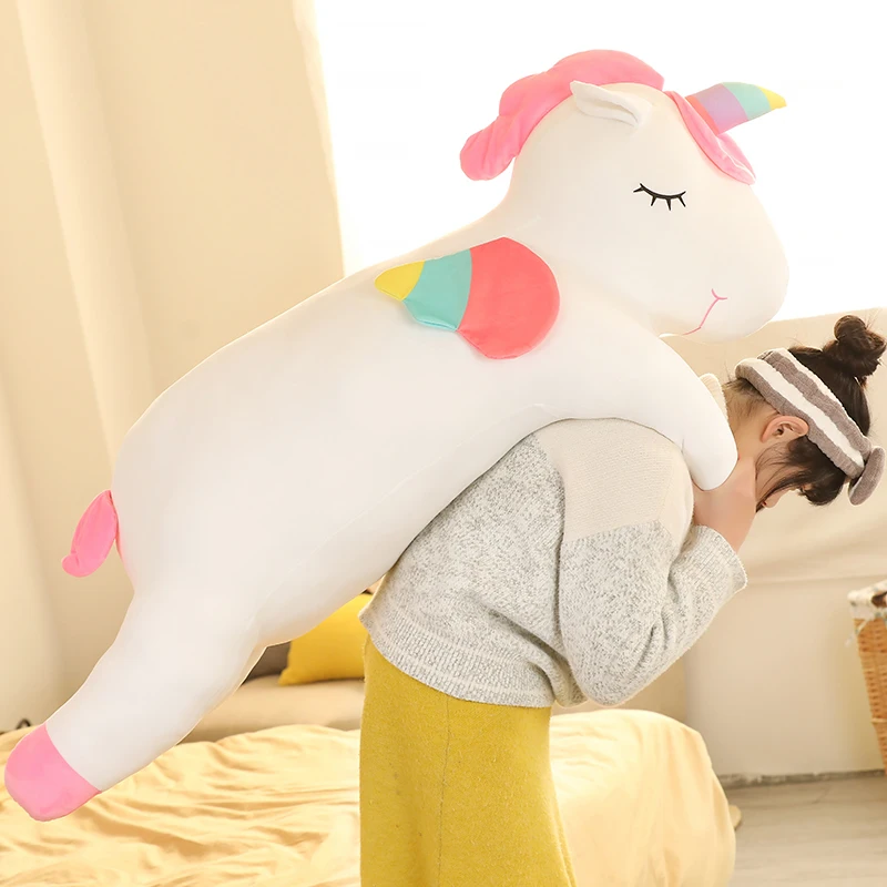 25-100CM Kawaii Giant Unicorn Plush Toys Stuffed Soft Dolls Animal Horse For Children Girl Pillow Birthday Gifts