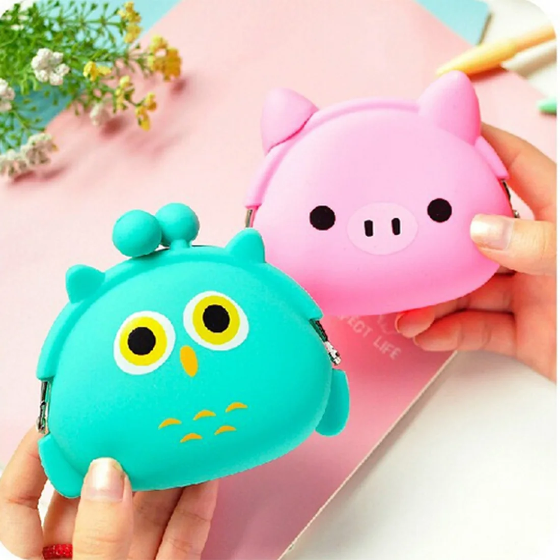 Lovely Women Coin Bag Silicone Storage Animal Panda Cat Bear Mini Pouch Coin Bag Change Wallet Purse Hasp New Design Wallets Hot