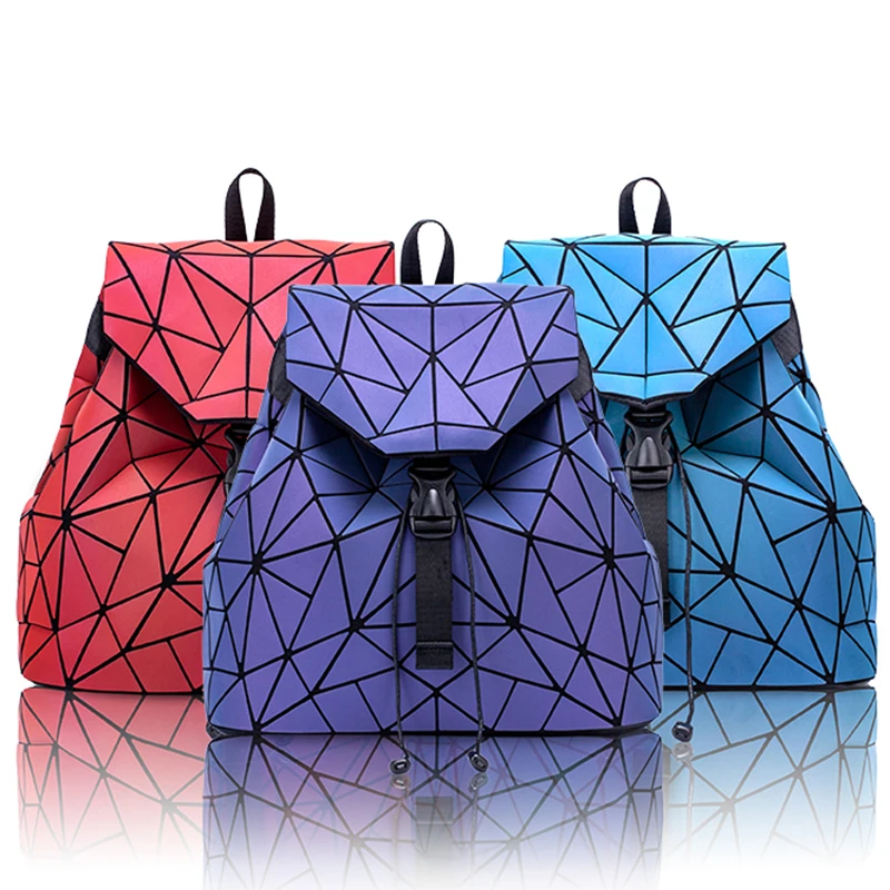 Imagem -02 - Mochila Geométrica Luminosa para Mulheres Adolescentes Bolsa de Diamante Laser Feminino Bolsa de Escola de Estudante