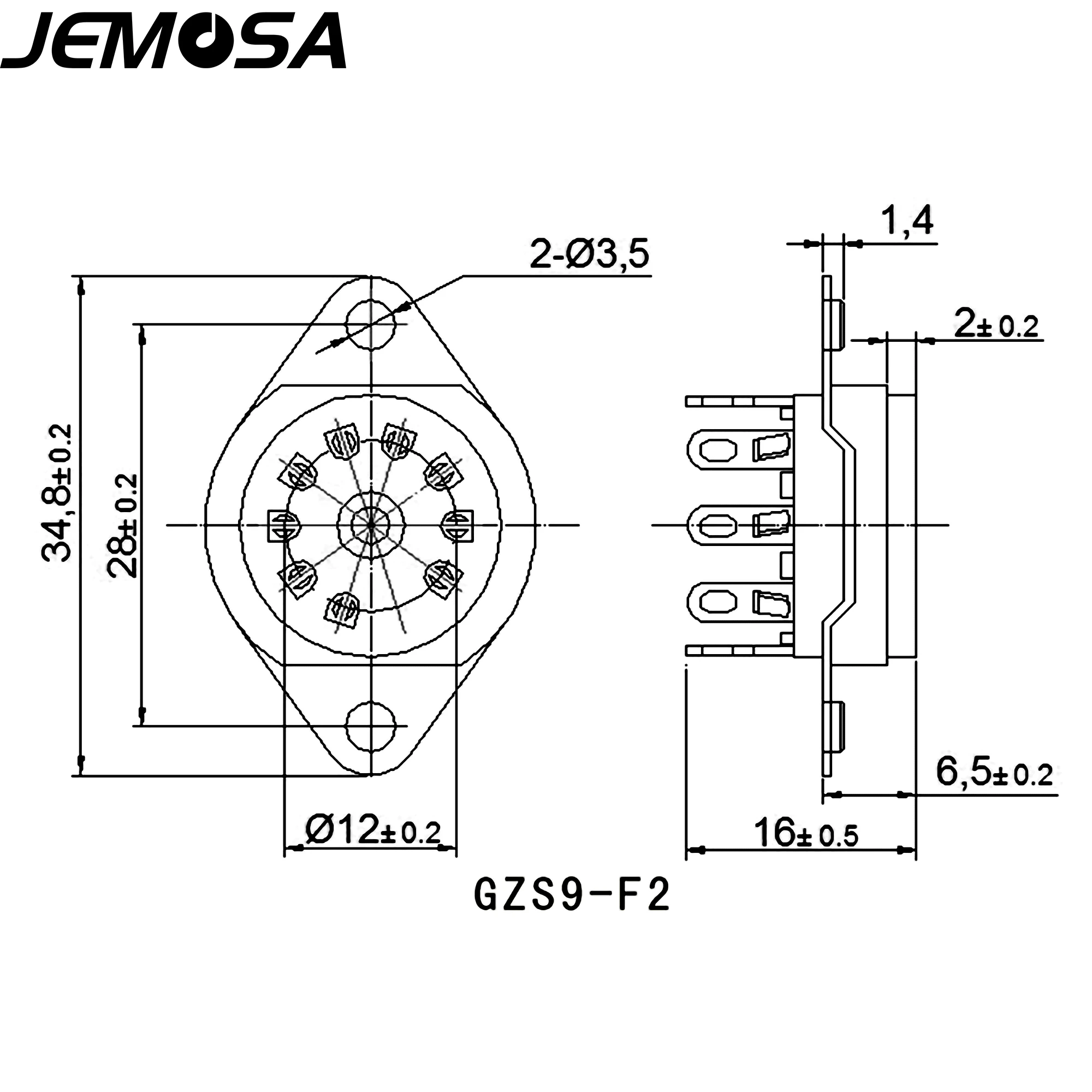 9Pins Bakelite Tube Socket Valve Base GZS9-F2 For 6922 ECC83 ECC82 EL84 12AT7 12AX7 12AU7 Vacuum Tube Amplifier Hifi Audio DIY