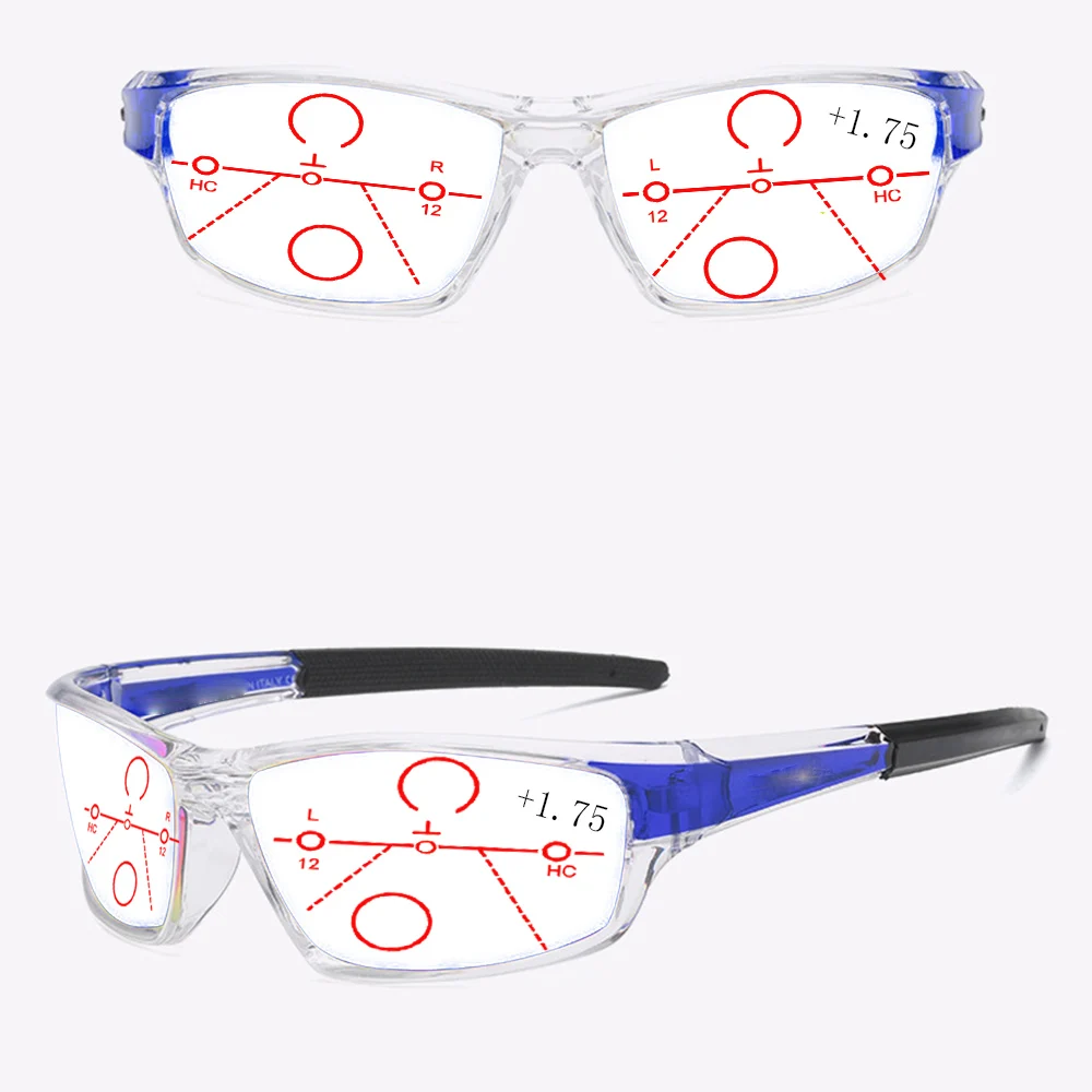 Stick Face Transparent Frame Progressive Multifocal Reading Glasses +0.75 +1 +1.25 +1.5 +1.75 +2 +2.25 +2.5 +2.75 To +4