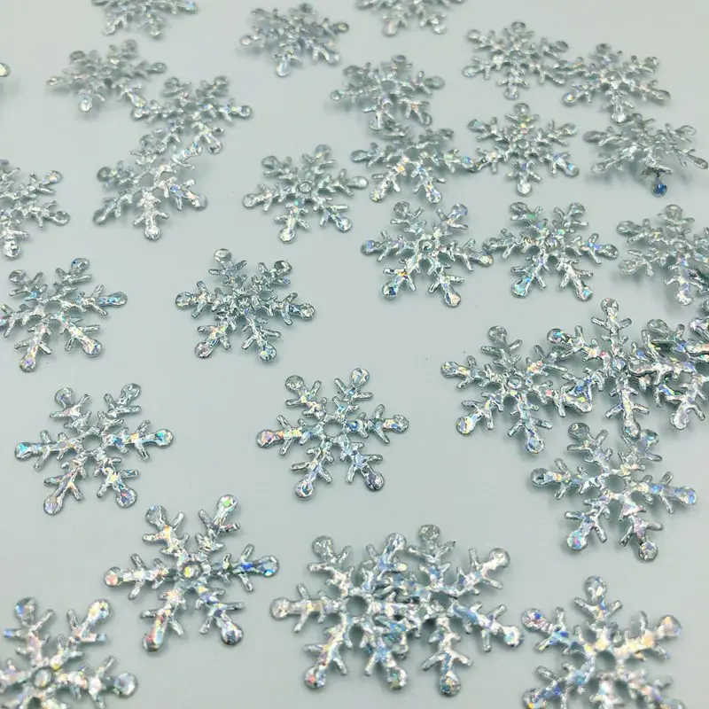 100pcs 20mm Silver Snowflake Laser Cloth Appliques Wedding/Party/Wreath/Christmas Decoration Craft DIY Accessories K381