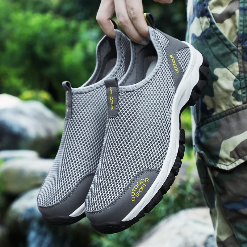 Hiking Shoes Slip on Sports Shoes Male Outdoor Jogging Trekking Sneakers Non-Slip Wear-Resistant Travel Comfortable Climbing