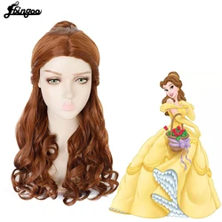 Ebingoo Synthetic Wig Beauty And the Beast Belle Cosplay Wig Clip Ponytai+Natural Brown Long Body Wave Wig for Halloween Costume