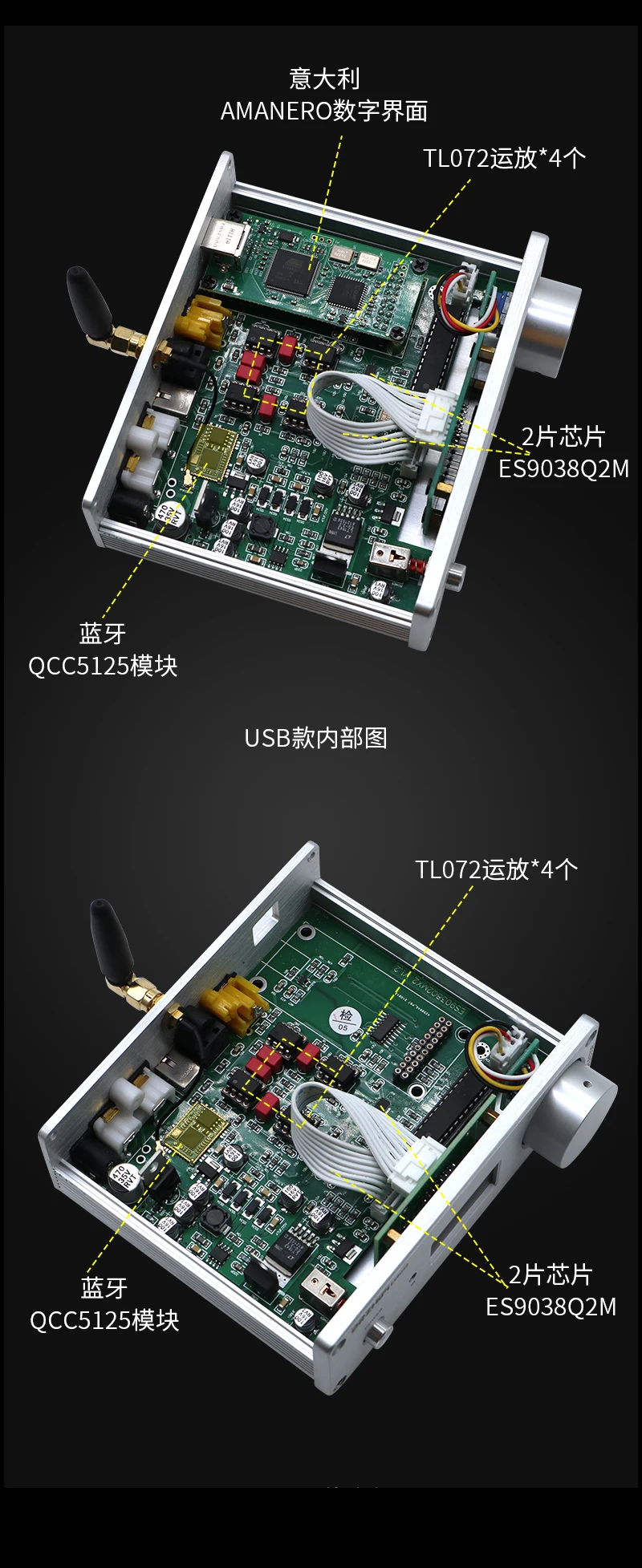 Dual core ES9038Q2M of HiFi Audio DAC with Amanero Bluetooth 5.1 Of OLED Display Coaxial Fiber Decoder earphone LDAC