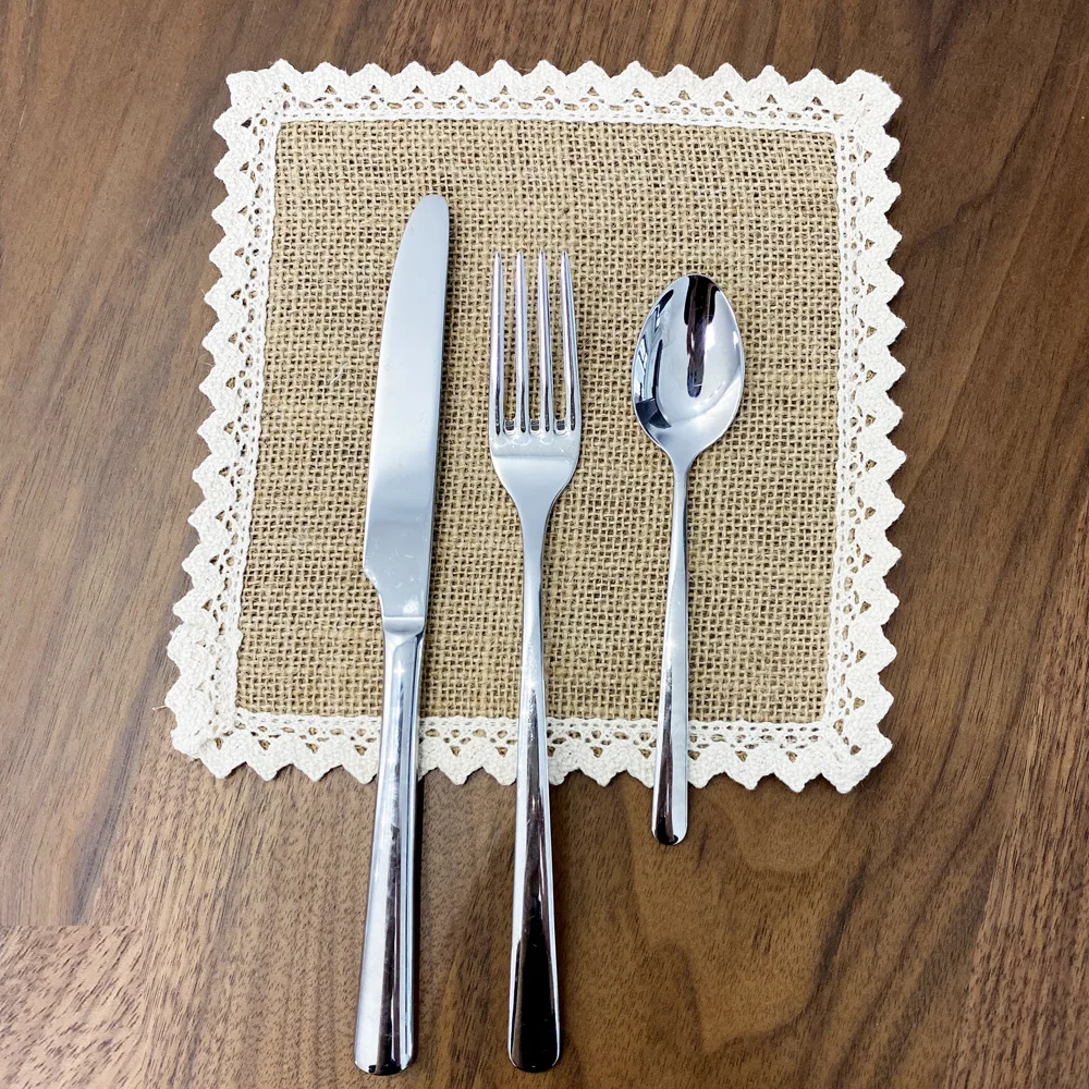 100pcs Vintage Natural Hemp Table Mat Placemat Dining Decor Tableware Mat Pad For Home Wedding Party DIY Table