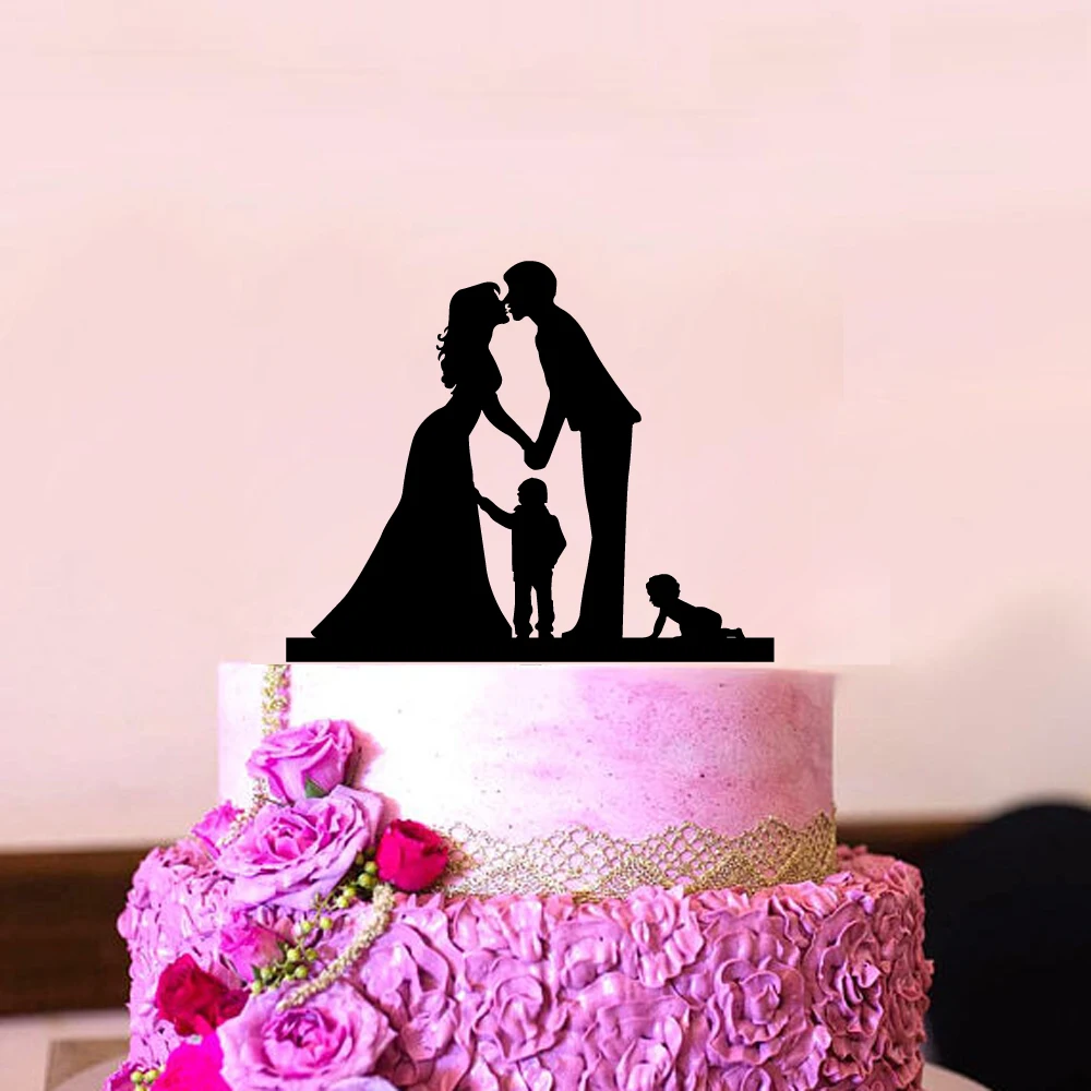 Family Style Cake Topper Wedding Party Kids Dag Anniversary Bridal Shower Decorations Kids Gift cake decor Rustic Wedding
