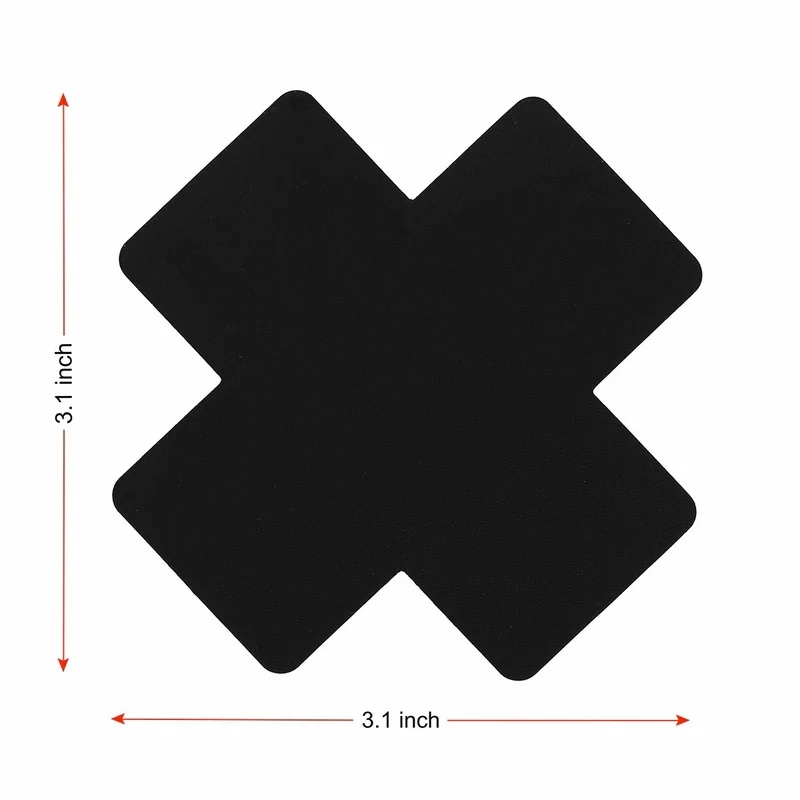 흑인 여성 십자가 모양 일회용 새틴 젖꼭지 커버, 유방 젖꼭지 스티커, 끈이 없는 의류용, 미국 재고 있음, 20 개