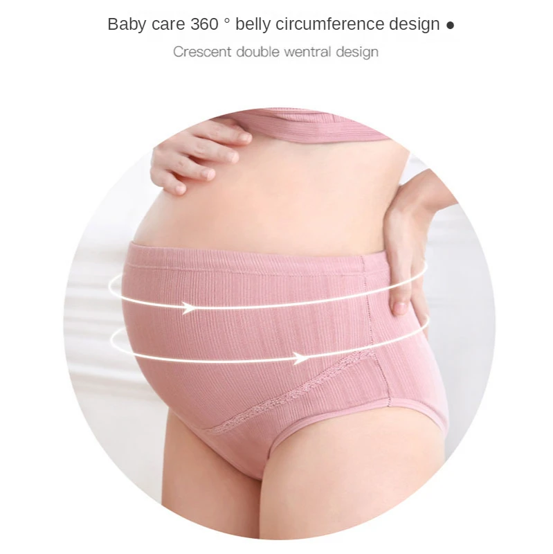 4Xl Maternity Panties Plus Size Pregnancy High Waist Belly Lift Pure Cotton Stretch Maternity Panties Multi-Color Stripes