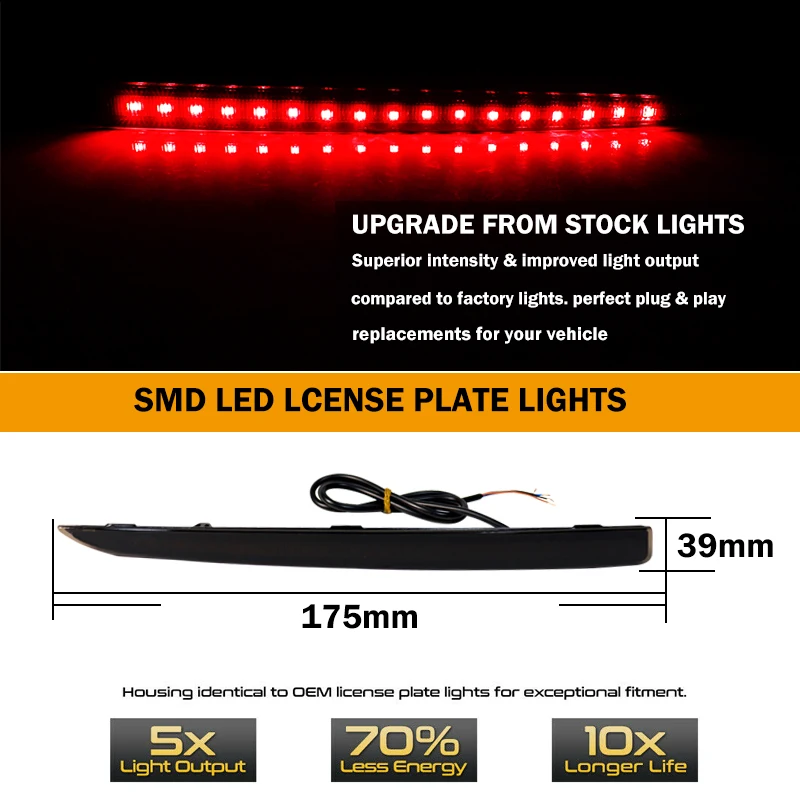 iJDM For Lincoln MKZ LED Bumper Reflector Lights Red Function as Tail,Brake & Rear Fog Lamps,Amber Sequential Turn Signal Lights