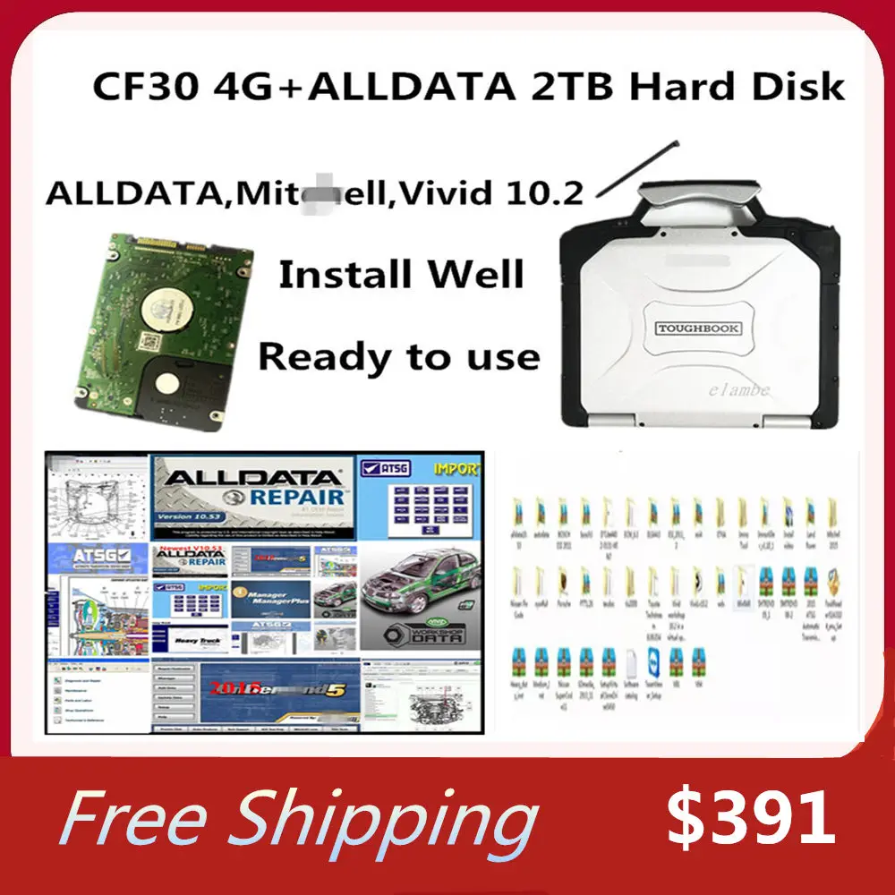 

2021 Hot All data auto repair Alldata 10.53 m.t.l 2015 vivid 10.2 install Well on Toughbook CF30 laptop 4g with 2tb hdd