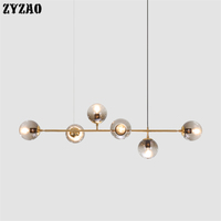 Nordic Glass Ball Chandelier Lighting Vintage Glass Bubble Hanging Lights Modern Simple Dinning Room Chandelier Light Fixtures