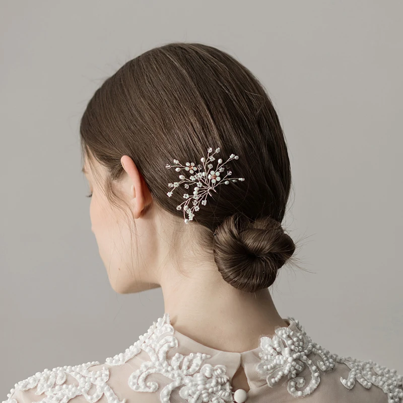 O357 Moderne Silber kristall süßwasser perle haarnadel braut kathedrale hochzeit kopfschmuck mode hochzeit haar schmuck