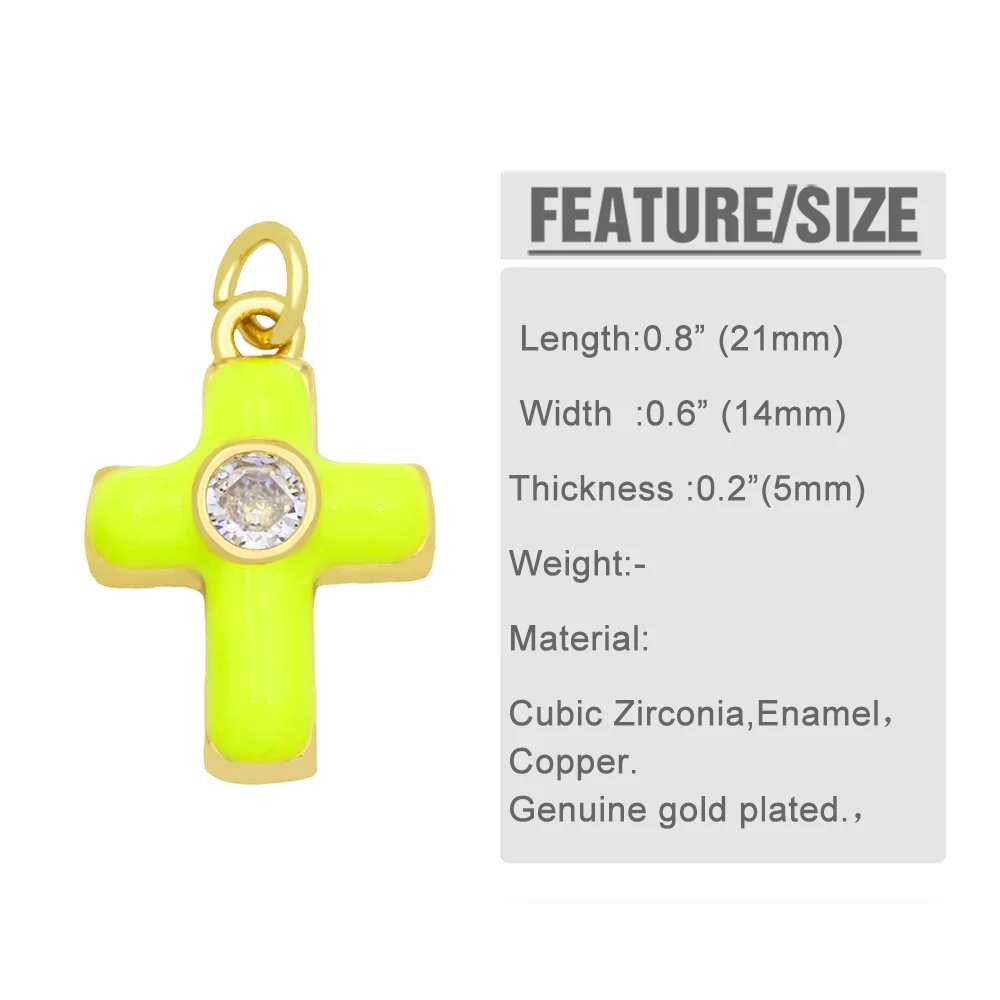 OCESRIO Colorful Small Christian Cross Necklace Pendants CZ Gold Plated Copper Religious Supplies for Jewelry pdta518