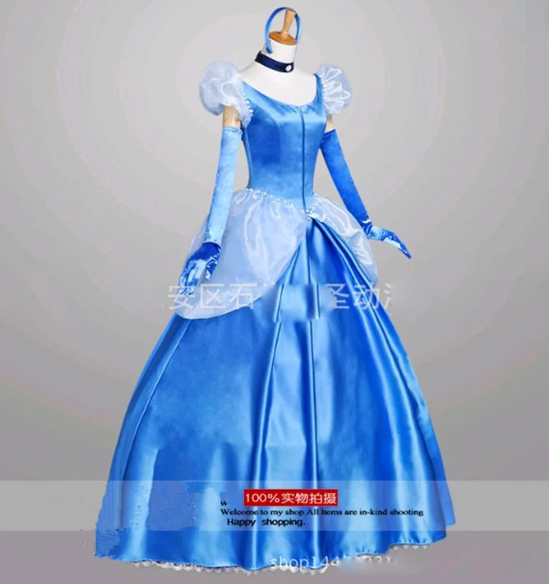 Adult cosplay party costume Cinderella fairy princess dress blue Princess dresses