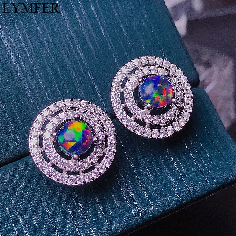 

Special new Natural Black Opal Earrings Blue Earrings 925 sterling silver hot