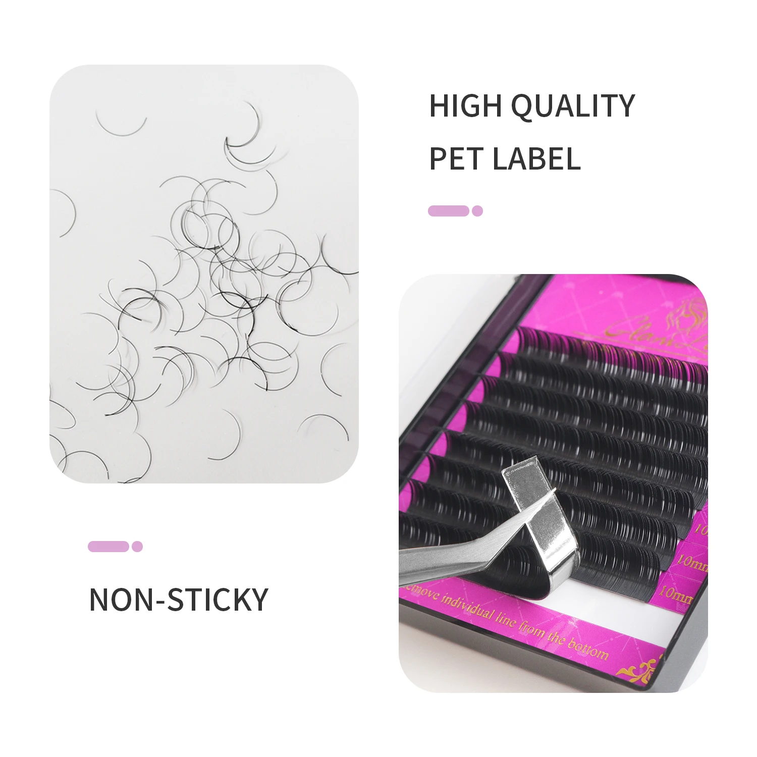 GLAMLASH Wholesale 16Rows BCCCD Curl Natural Mink Single Eyelash Extension Premium Individual Fake False Eye Lashes