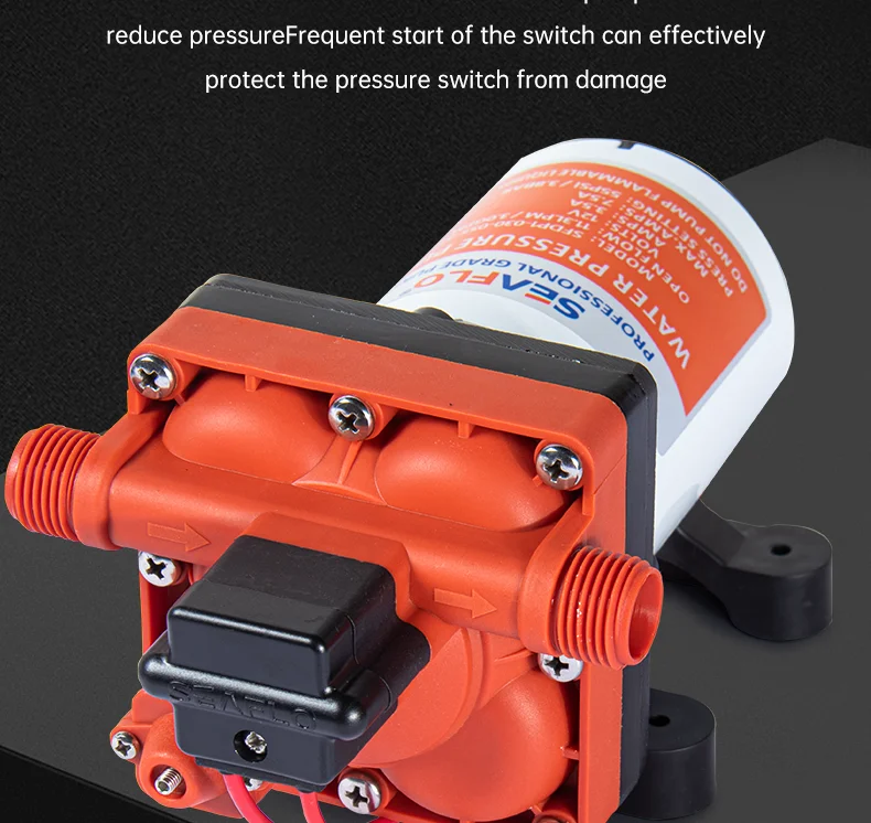 SEAFLO 42 Series Diaphragm Water Pump 3.0GPM 55PSI 12 Volts Electric Yacht Boat Marine RV Caravan High Pressure Supply 4 Chamber