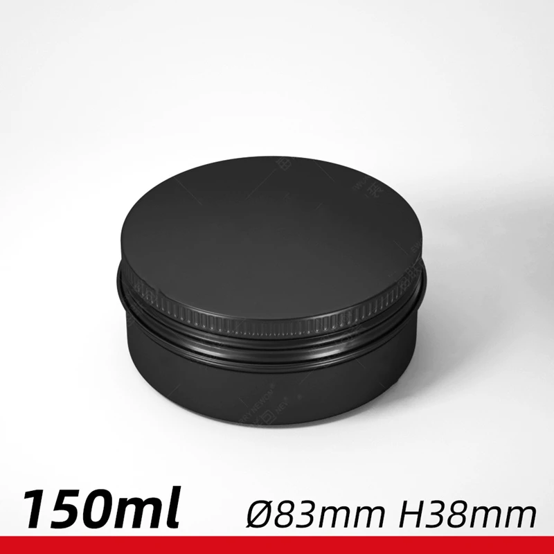 10pcs 30g 50g 60g 80g 100g 150g Aluminum Round Bottles Tin Cans Box Black Cream Jar Pot Screw Thread Lid Lip Balm Container