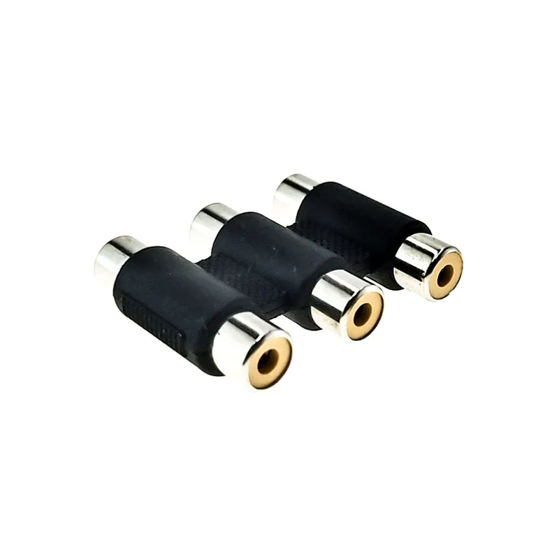 2/5/10pieces RCA 3-gang female to female AV plug connector plastic shell stereo audio speaker plug channel dual crimp terminal