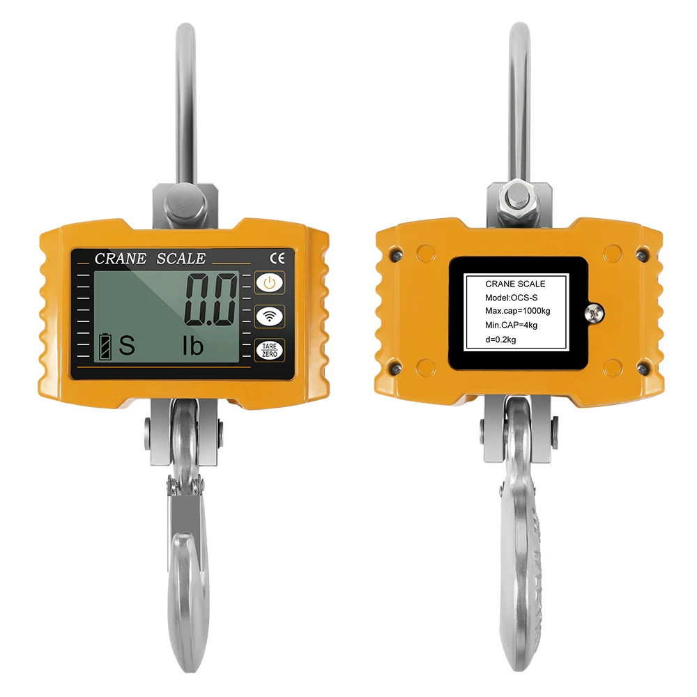 1000kg High-Precision Crane Scale 1T Sacle 42Cr Material Sensor with LCD Display with Backlight Remote Control