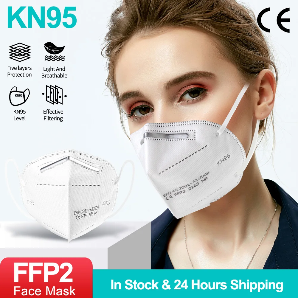 

5-200pcs 5 Layer FFP2 KN95 Masks Mascarilla Respirator Fabric Face Mask KN95 Filter Masks Mouth Dustproof Reuseable