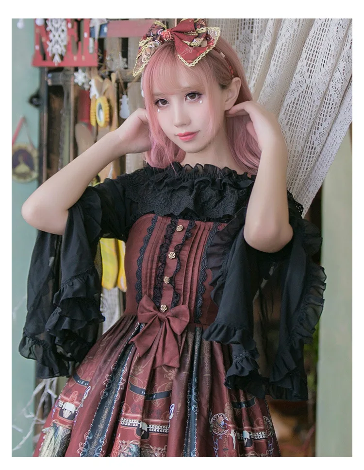 Vestido gótico de palacio para niña, vestido de tirantes de princesa lolita, vintage, estampado de cintura alta, Victoriano, kawaii, gótico lolita cos loli