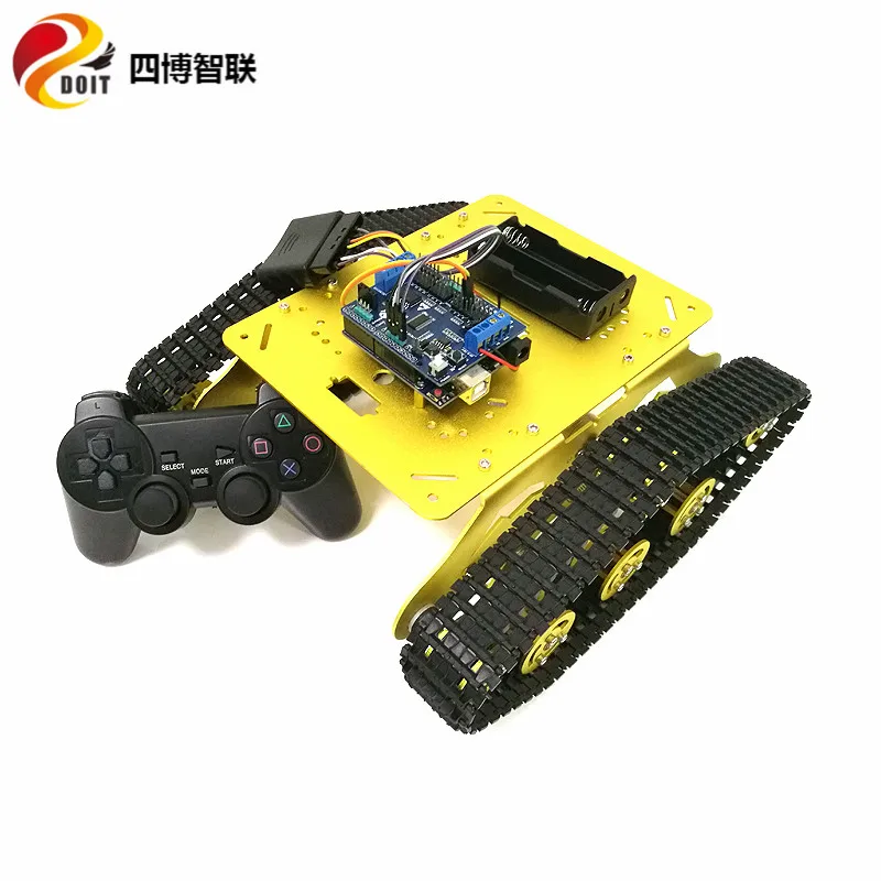 SZDOIT PS2 Handle Control RC Robot Metal Tracked Tank Chassis Kit 2pcs 12V High Torque Motors DIY for Android