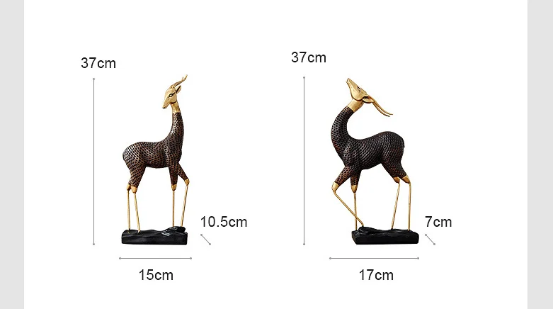 Nordic reindeers statue resin couples deer sculpture office desktop living room Christmas ornaments Home decoration a1097