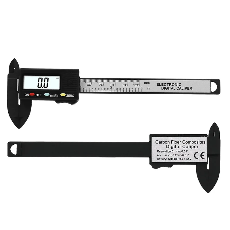 Plastic Vernier Caliper 0-100mm Measuring Tool LCD Digital Electronic Carbon Fiber Vernier Caliper Gauge Measuring Tool