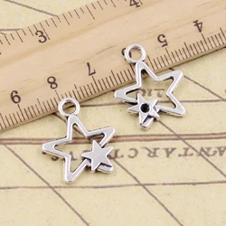 20pcs Charms Double Star 22x19mm Tibetan Silver Color Pendants Antique Jewelry Making DIY Handmade Craft Pendant