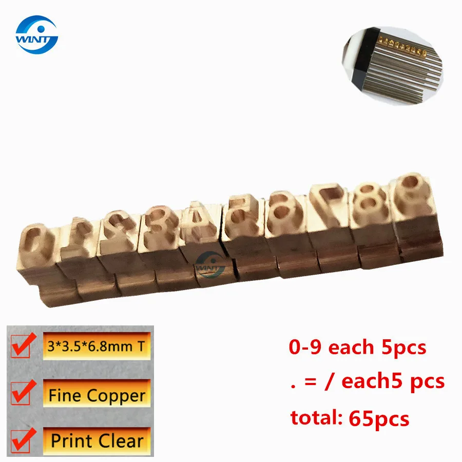 3*3.5*6.8mm Hot Stamping Brass Letters Numbers  Ink Roll Printing Alphabet Font For Expiration Coding Machine Expire Date Lot.No