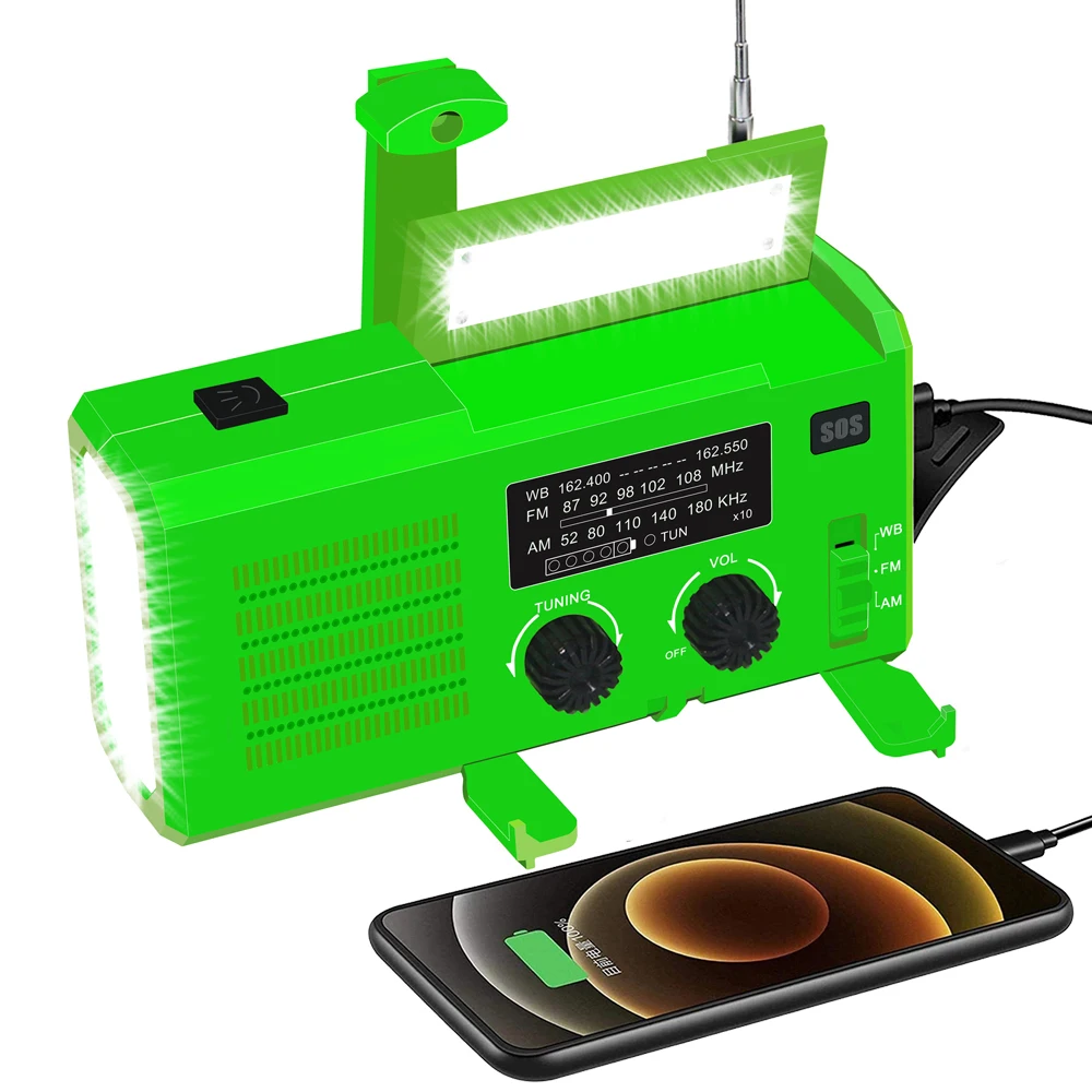 

Hand Crank Solar AM/FM/NOAA Radio With 4000mAh Emergency Phone Charger