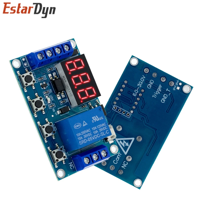 6-30V Relay Module Switch Trigger Time Delay Circuit Timer Cycle Adjustable Trigger OFF / ON Switch Timing Cycle for Arduino