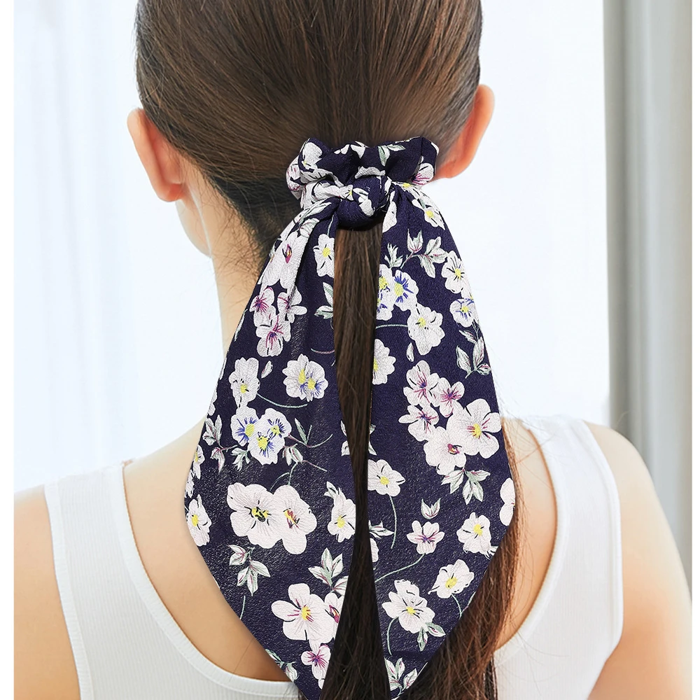 LOVINGSHA Women Hair Accessories Ladies Floral Hair Tie Striped Lady Scrunchies Ponytail Hair Female Girl Holder Rope FC190