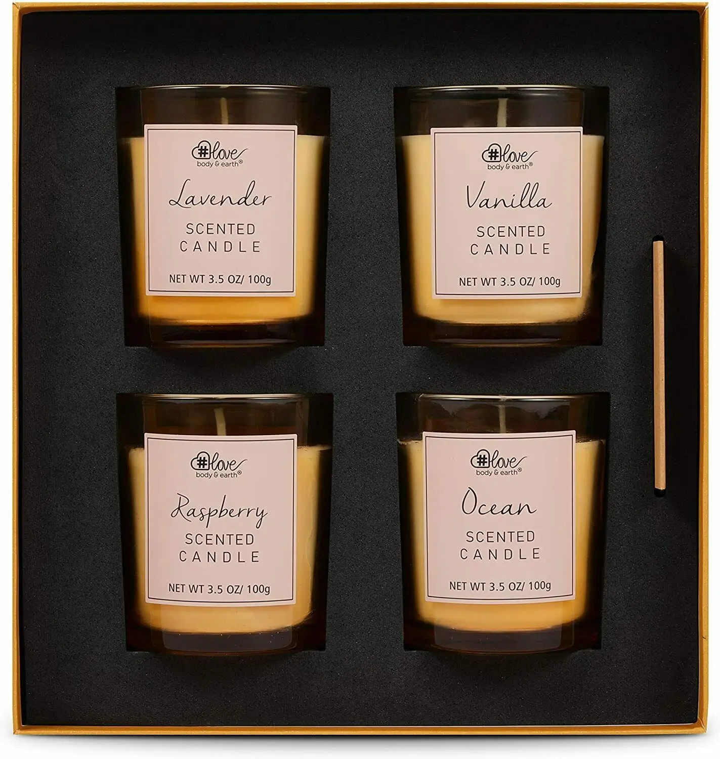 Aromatherapy Scented Candle Set, 4x 3.5oz Fragrance Natural Soy Wax Candles Gift Box