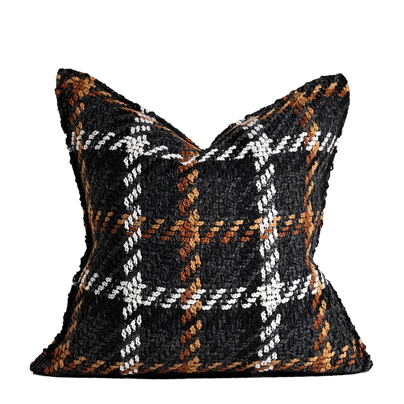 Texture Pillows Check Cushion Case Holiday Warm Orange White Decorative Pillow Cover For Sofa 50x50 30x50 Home Decorations
