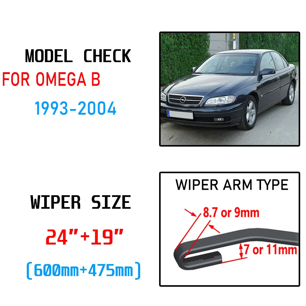 Vauxhall-limpador de para-brisa automotivo, para opel omega b 1993, 1994, 1995, 1996, 1997, 1998, 1999, 2000, 2001, 2002