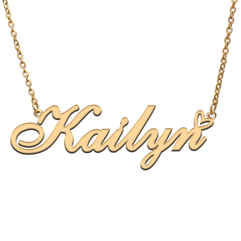 

Kailyn with Heart Name Necklace for Women Stainless Steel Jewelry Nameplate Pendant Femme Mother Girls Gift