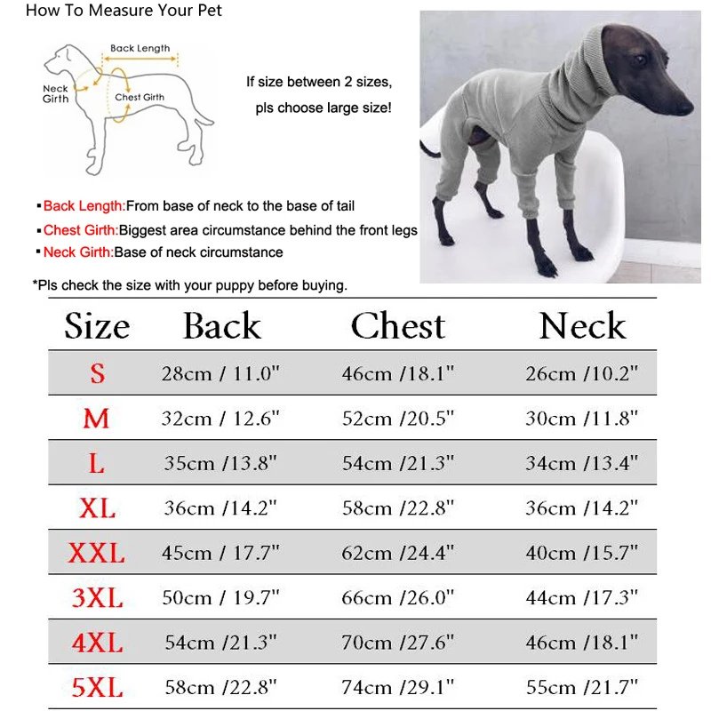 Wholesale Italian Greyhound Dog Clothes Comfortable Dog Jumpsuit for Small Medium Large Big Dogs Shepherd Pet Turtleneck Pajamas