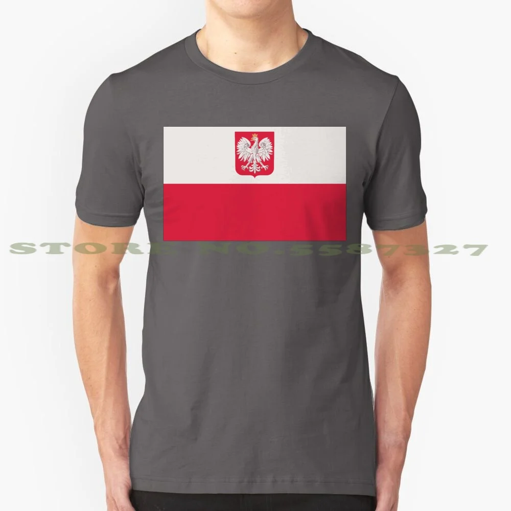 Poland , Flag Of Poland , Polish Flag , With Eagle Banner. 100% Cotton T-Shirt Eagle Red Banner Poland Polish Flags Labour