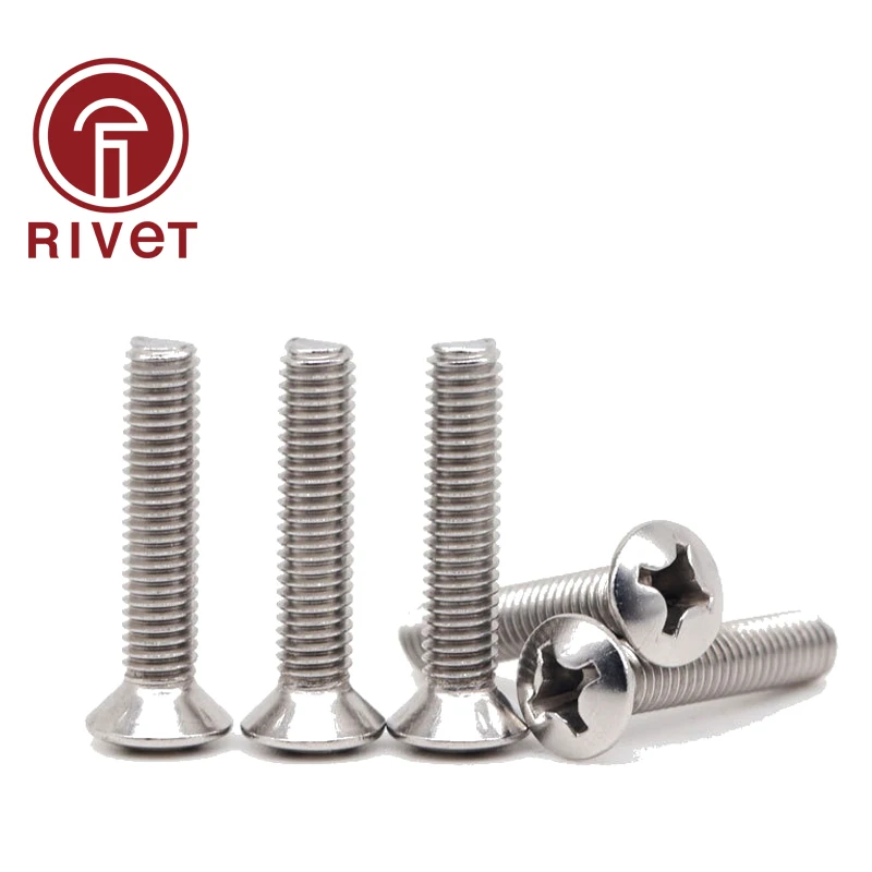 

304 Stainless Steel Countersunk Raised Head Screws With Cross Recess Half-Phillip Flat Screw GB820 DIN ISO 7047 M3 M4 M5 M6