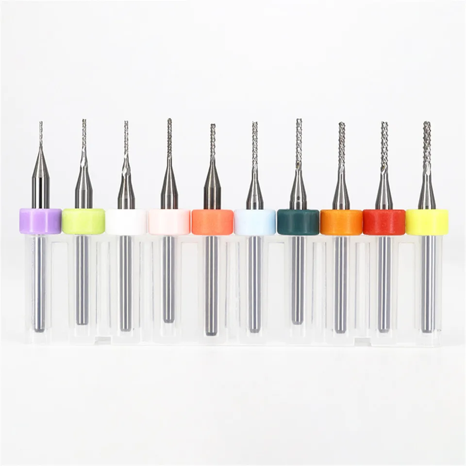 Imagem -03 - Vack 10 Pcs Lot Endmill 0.53.175 mm de Carboneto de Milho de Tungstênio Pcb Conjunto Cortador de Moagem Máquina Pcb Router Bit Gravura Ferramentas do Moinho de Fim