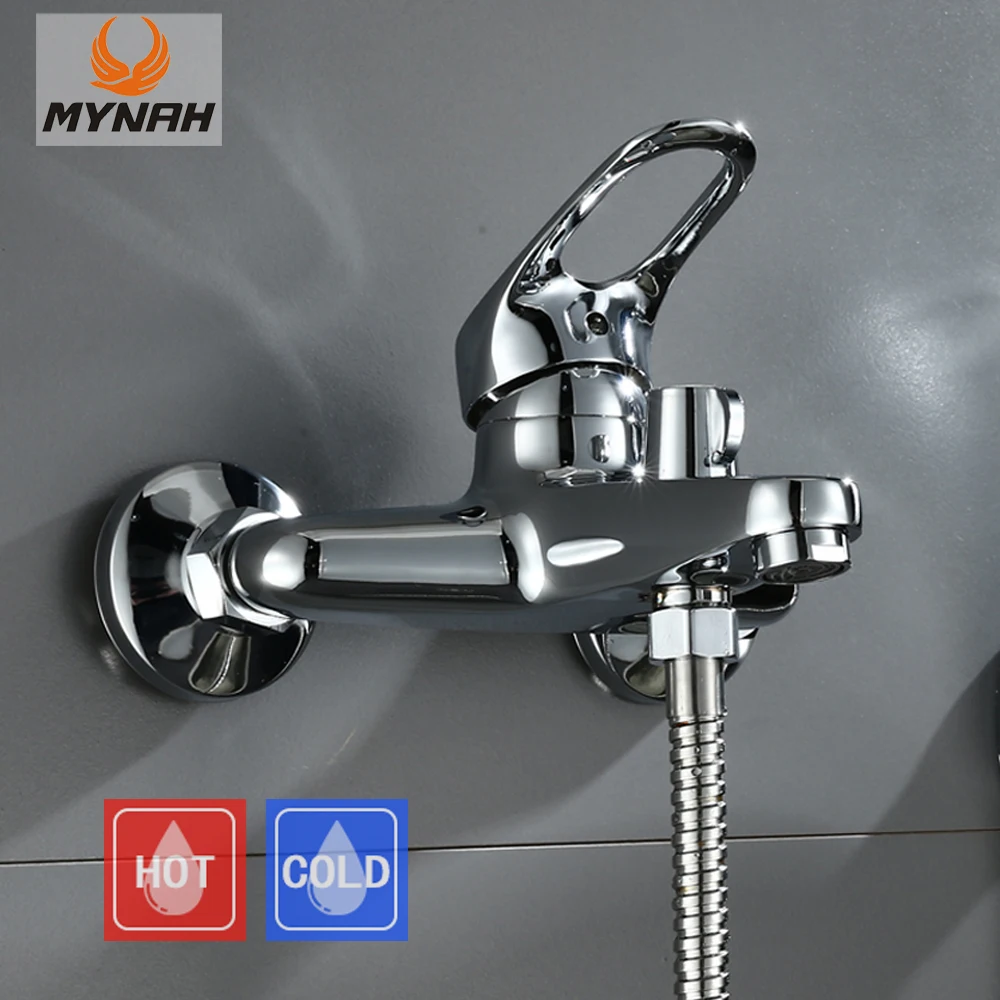 MYNAH Bathroom Faucets Wall Mounted Hot And Cold Water Faucet Zinc Alloy Bathtub Water Mixer Taps without Shower Hand