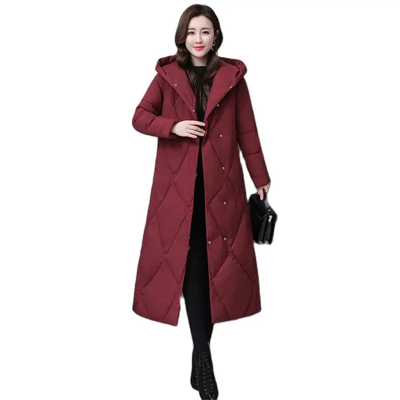 6XL Down Cotton Jacket Women Winter Extended Parkas Middle-aged Female Thick Warm Hooded Overcoat  Femme Jacket C1671