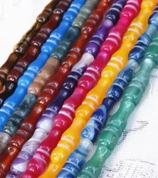 Natural Stone 8mm*26mm tee buddha head vase bamboo agate Beads Strand For Jewelry Making bracelet ggh5d